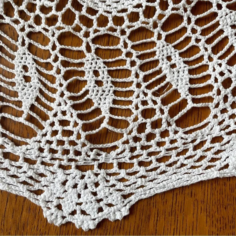 Hand Crocheted Round Lace Table Topper Doily Cream 34 Inch Vintage